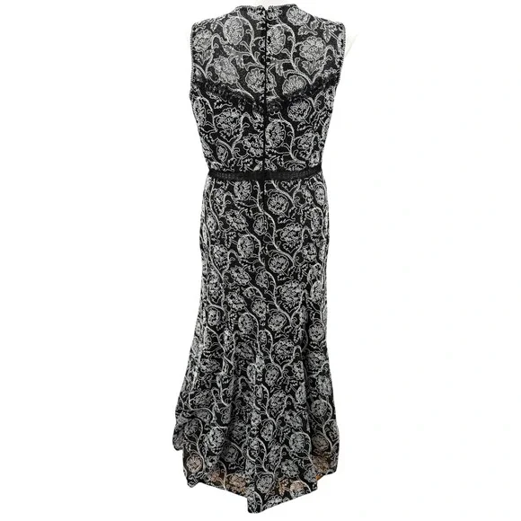 ML Monique Lhuillier Petra Lace Midi Dress Size 16 Black White Floral Lace Trim - threedaughtersproperties.com ML Monique Lhuillier Petra Lace Midi Dress Size 16 Black White Floral Lace Trim - threedaughtersproperties.com